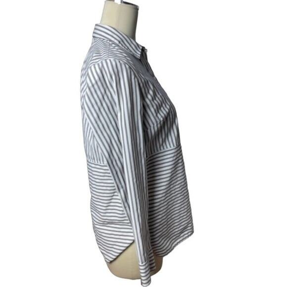 Striped Cotton Long Sleeve Button Down Shirt, Business, Casual, Travel, XS - Picture 5 of 7